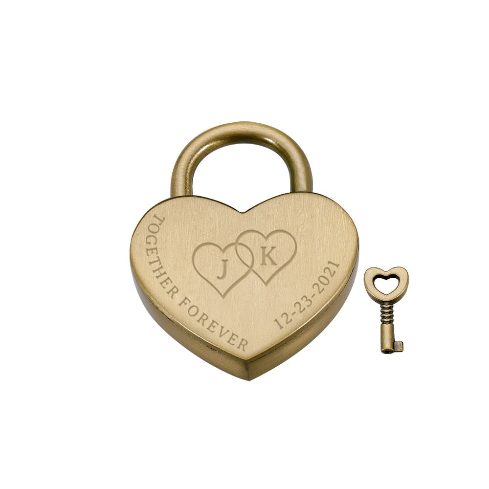 Personalisiertes Herz Vorhängeschloss mit Schlüssel, Bronze / Minikauf.ch