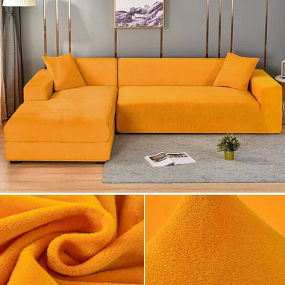 Plush Stretch Sofa Cover, solid Color