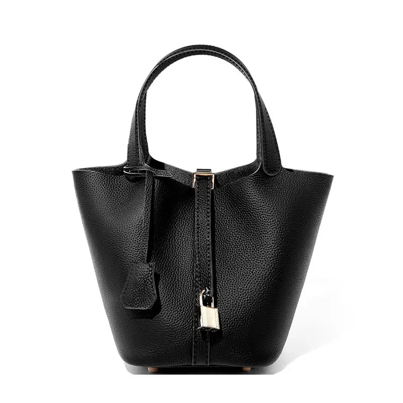 Leder Damen Handtasche, schwarz / Minikauf.ch