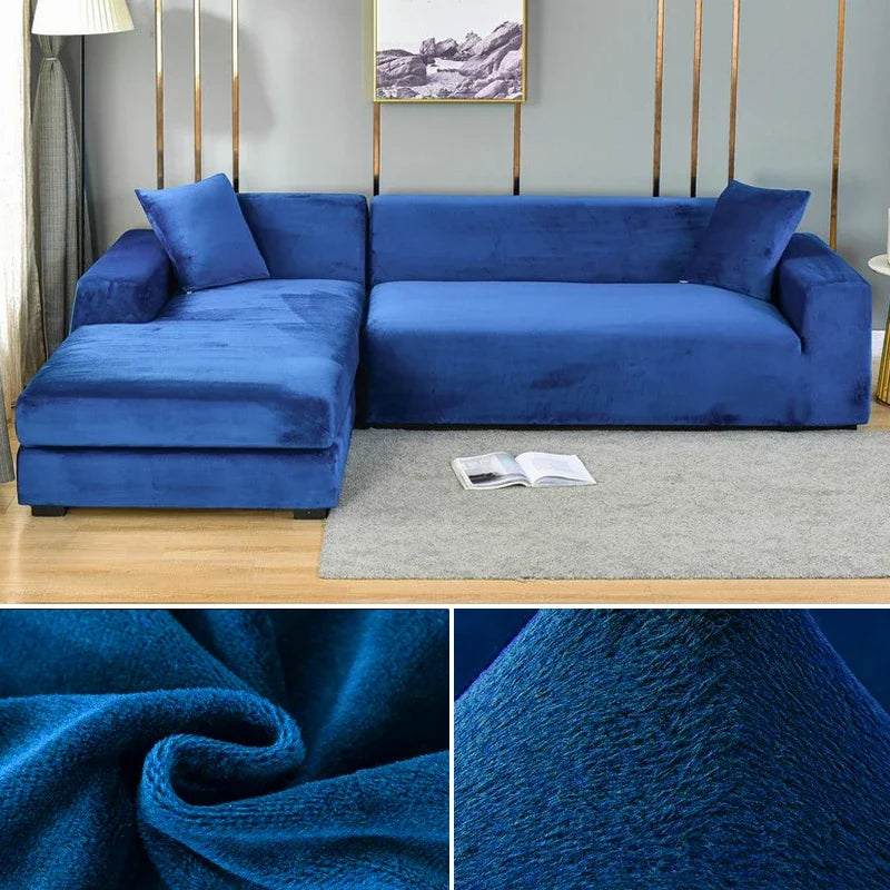 Plush Stretch Sofa Cover, solid Color