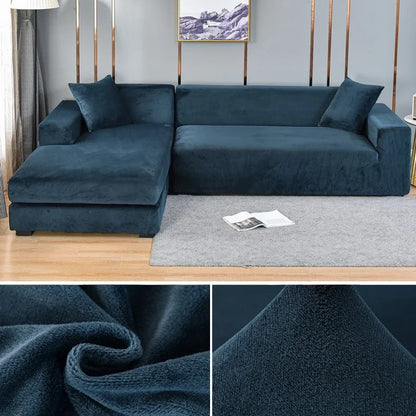 Plush Stretch Sofa Cover, solid Color