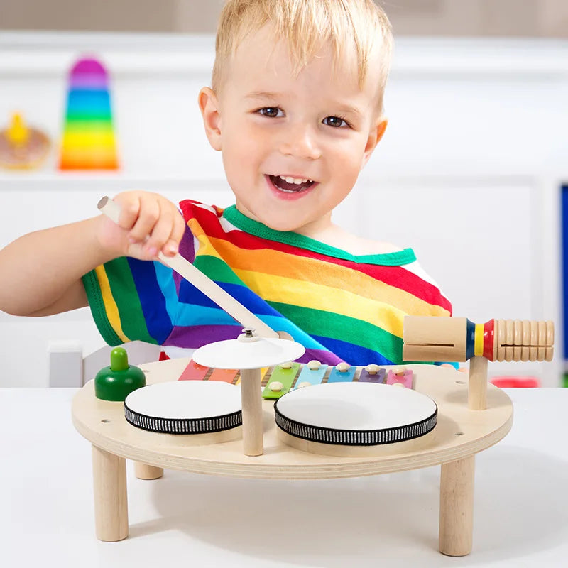 Holz Baby Musiktisch Montessori Lernspielzeug für Kinder, Trommeln, Xylophon & Klangspiele / Minikauf.ch