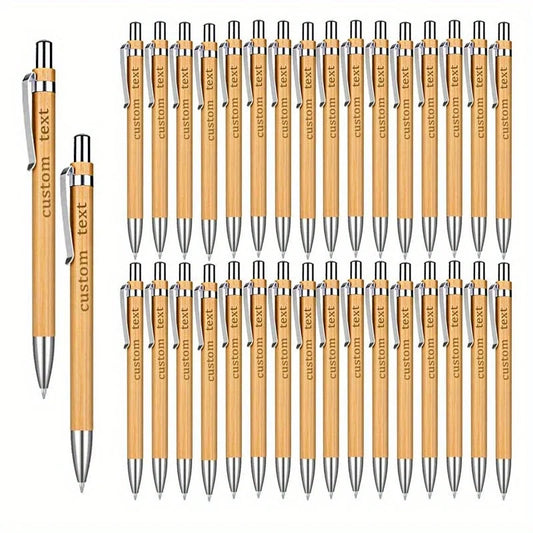 Personalisierte Bambus Kugelschreiber Set graviert / Minikauf.ch