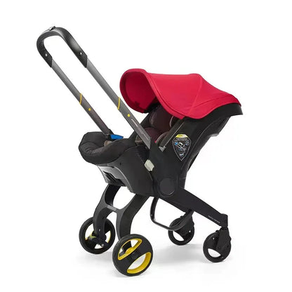 Leichter Kinderwagen mit Babyschale, rot / Minikauf.ch