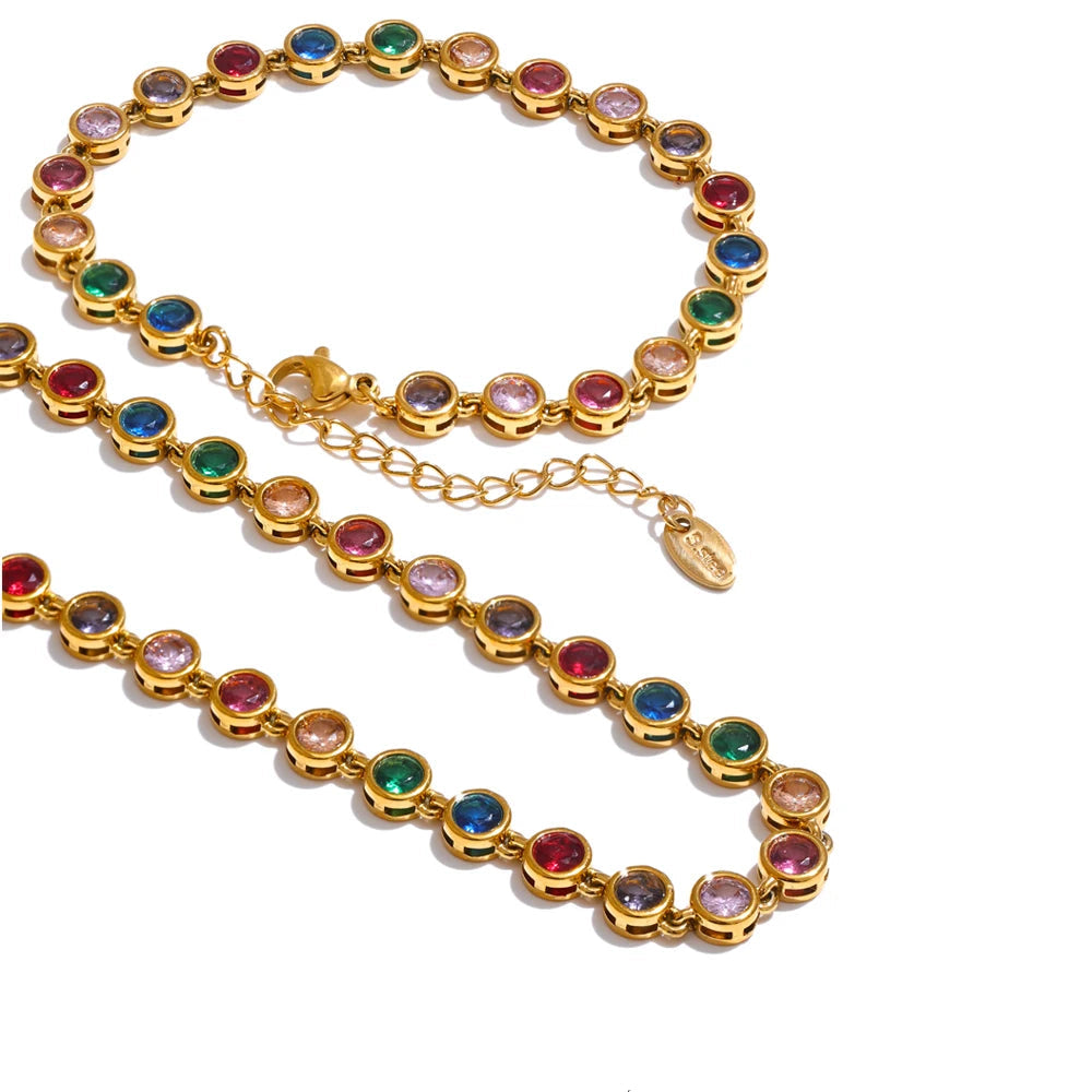 Zirkonia Schmuckset aus Edelstahl – Kette & Armband / Minikauf.ch