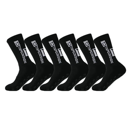 6 Paar rutschfeste Fussballsocken, Schwarz / Minikauf.ch