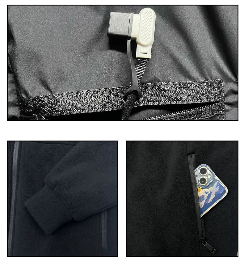 Beheizbare 8 Zonen Polar-Fleece Winterjacke, schwarz / Minikauf.ch