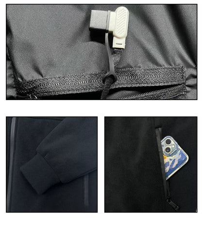Beheizbare 8 Zonen Polar-Fleece Winterjacke, schwarz / Minikauf.ch