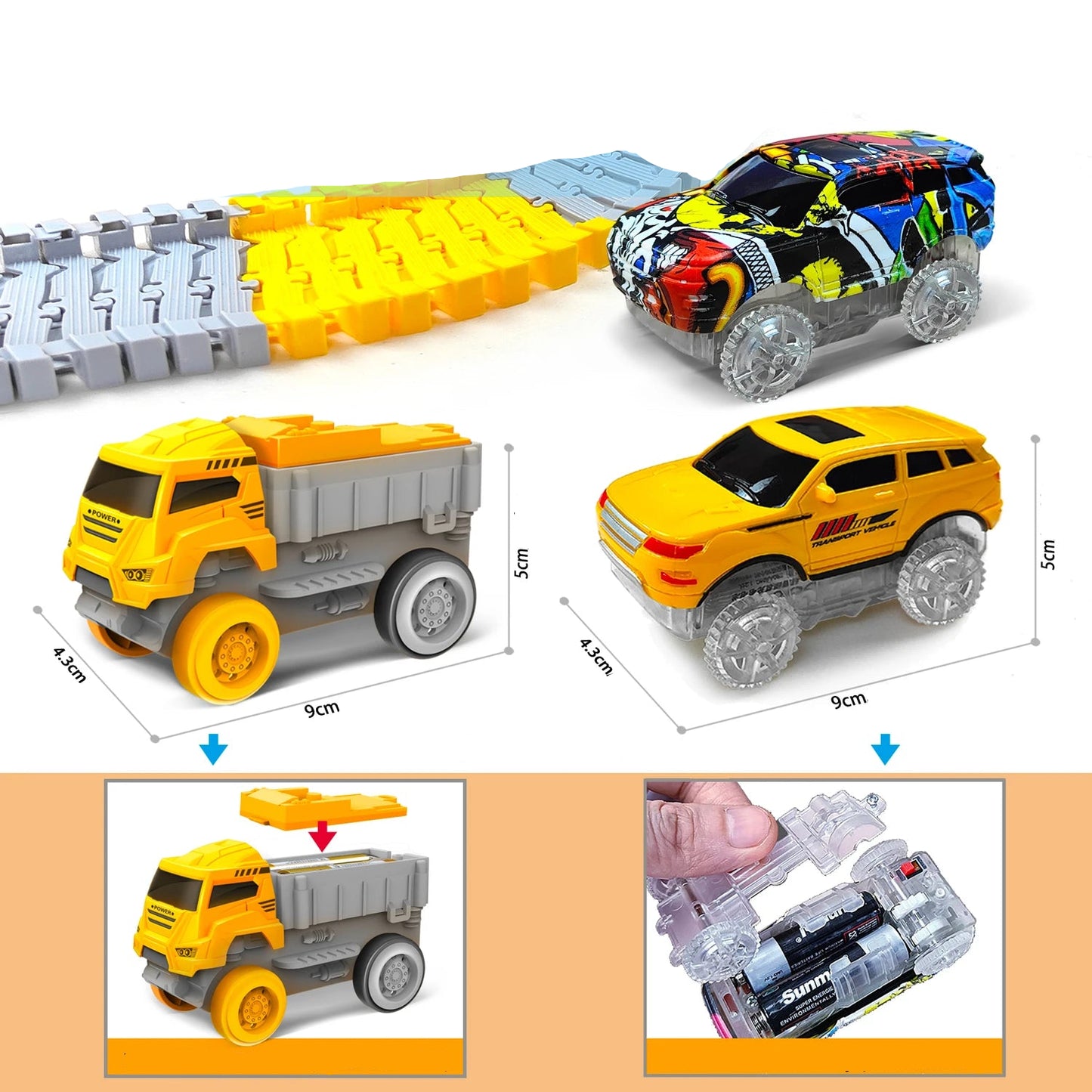Elektrische flexible Montessori-Rennbahn mit Looping / Minikauf.ch