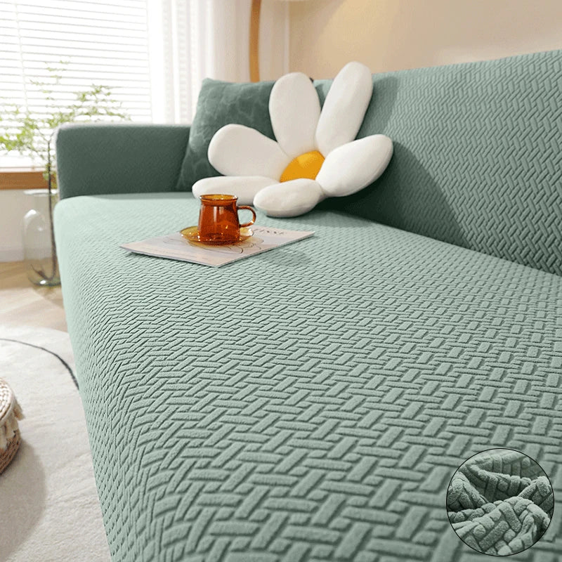 Stretch Jacquard Sofabezug - 1-5 Sitzer & Ecksofa, Matcha / Minikauf.ch