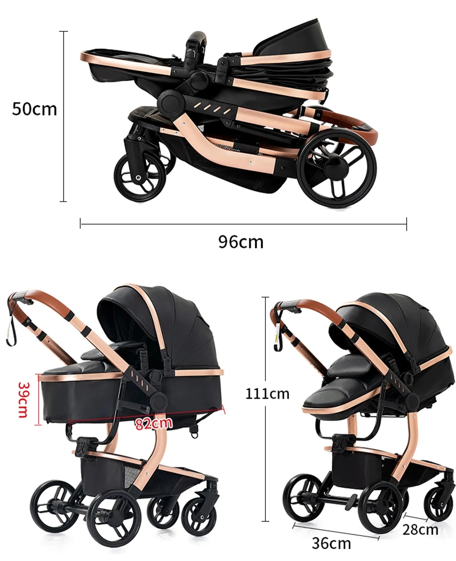 Tragbarer Leder Kinderwagen / Minikauf.ch