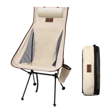 Tragbarer Campingstuhl mit Kopfstütze, Beige / Minikauf.ch