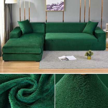 Plush Stretch Sofa Cover, solid Color