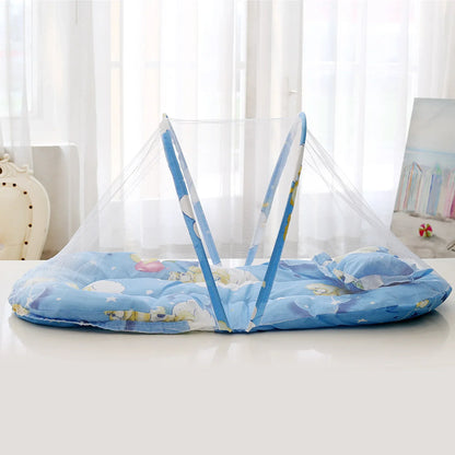 Faltbares Babybett mit Moskitonetz, Blau / Minikauf.ch