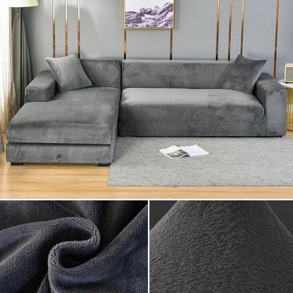 Plush Stretch Sofa Cover, solid Color