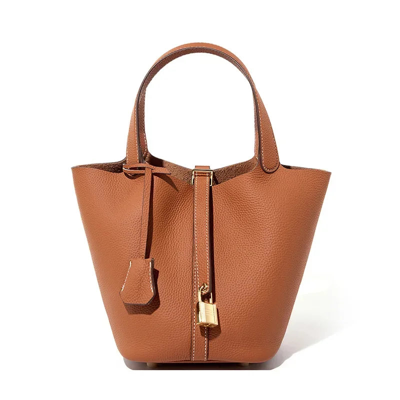 Leder Damen Handtasche, braun / Minikauf.ch