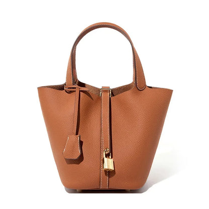Leder Damen Handtasche, braun / Minikauf.ch
