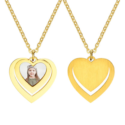 Personalisierte Foto Halskette mit Bild Anhänger, Gold Herz / Minikauf.ch