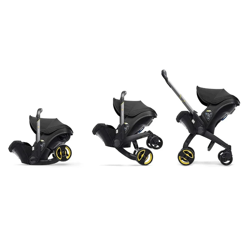 Leichter Kinderwagen mit Babyschale, schwarz / Minikauf.ch