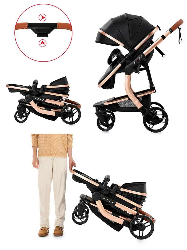 Tragbarer Leder Kinderwagen / Minikauf.ch