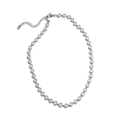 Zirkonia Schmuckset aus Edelstahl – Kette & Armband, Platinhalskette / Minikauf.ch