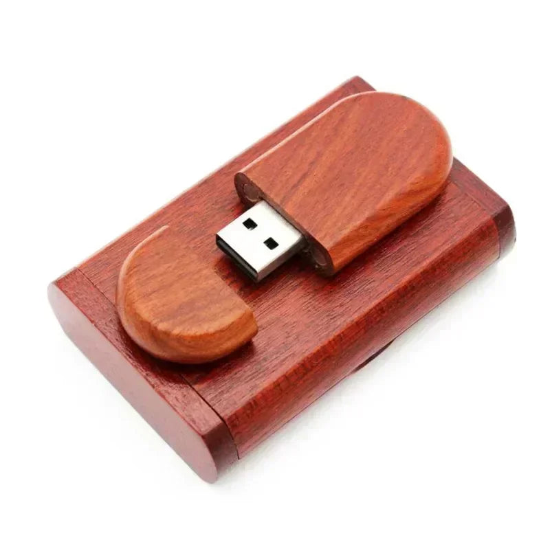 Personalisierter Holz USB Stick & Box mit Logo, Rosenholz / Minikauf.ch