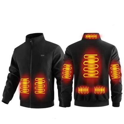 Beheizbare 8 Zonen Polar-Fleece Winterjacke, schwarz / Minikauf.ch