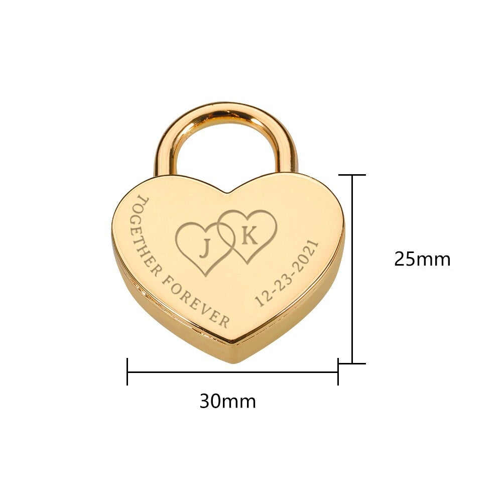 Personalisiertes Herz Vorhängeschloss mit Schlüssel, Gold / Minikauf.ch