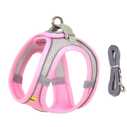 Verstellbares Hundegeschirr mit Leine, pink / Minikauf.ch