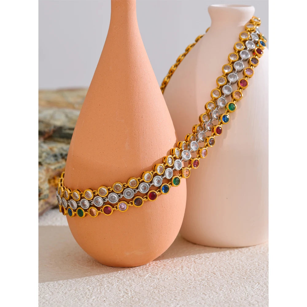 Zirkonia Schmuckset aus Edelstahl – Kette & Armband / Minikauf.ch