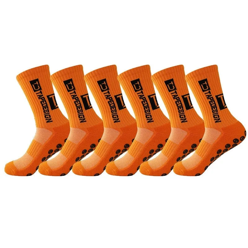 6 Paar rutschfeste Fussballsocken, Orange / Minikauf.ch