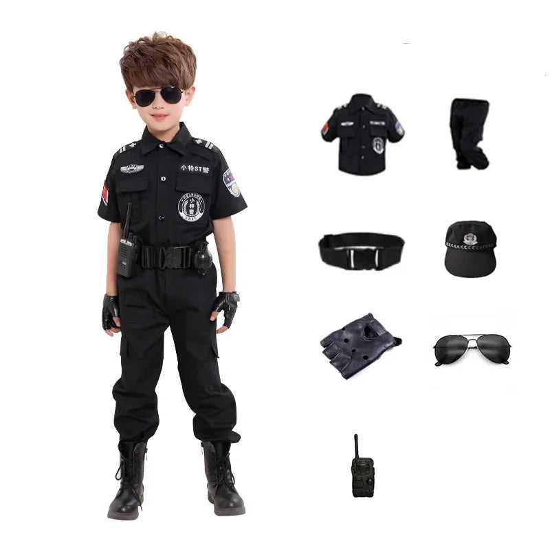 Schwarzes Kinder Polizisten Kostüm / Minikauf.ch