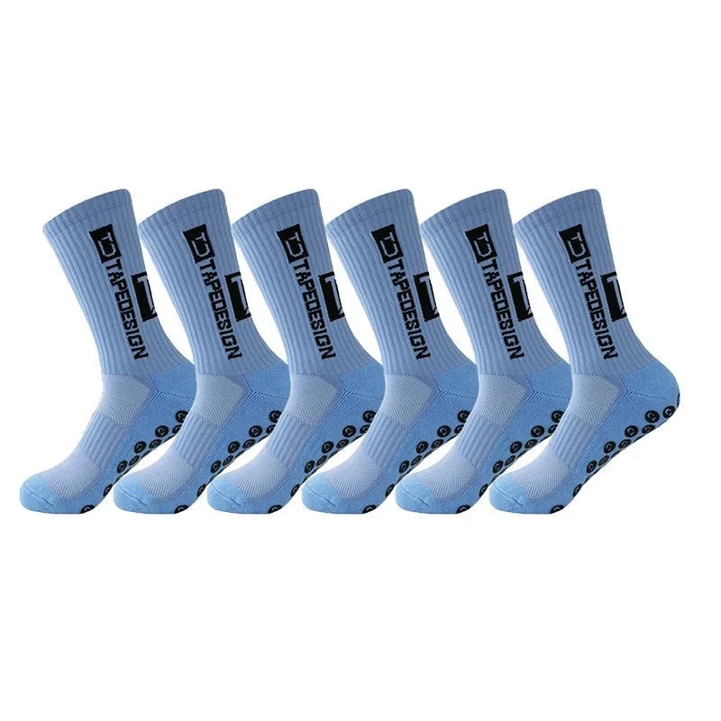 6 Paar rutschfeste Fussballsocken, Blau / Minikauf.ch