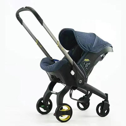 Leichter Kinderwagen mit Babyschale, blau / Minikauf.ch