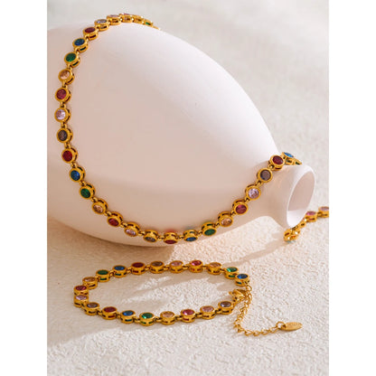 Zirkonia Schmuckset aus Edelstahl – Kette & Armband / Minikauf.ch