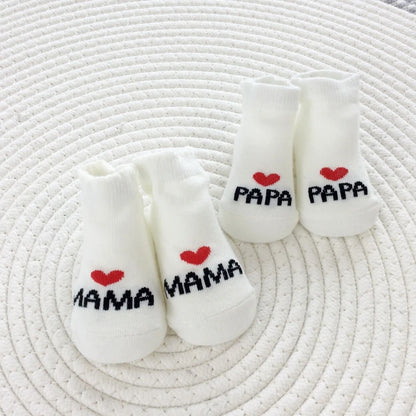 2 Paar Baby-Socken „I ❤️ Mama & Papa" / Minikauf.ch