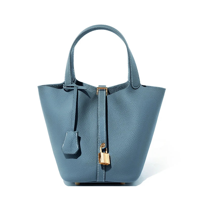 Leder Damen Handtasche, blau / Minikauf.ch