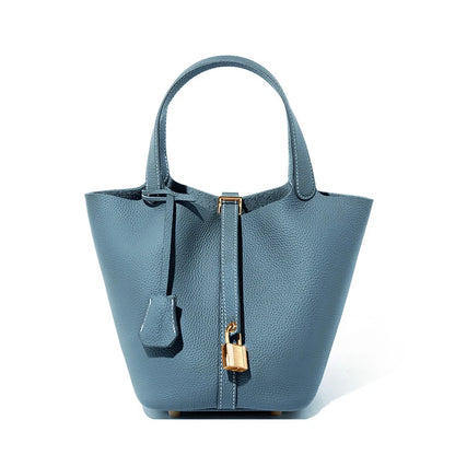 Leder Damen Handtasche, blau / Minikauf.ch