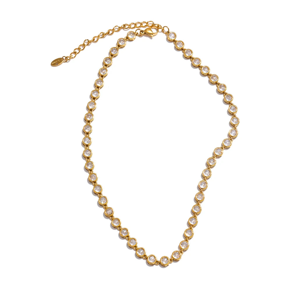 Zirkonia Schmuckset aus Edelstahl – Kette & Armband, Weisses Halskette / Minikauf.ch