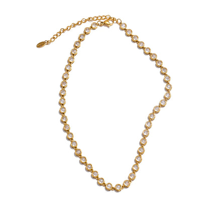 Zirkonia Schmuckset aus Edelstahl – Kette & Armband, Weisses Halskette / Minikauf.ch