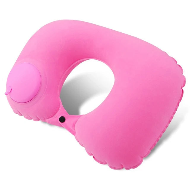 U-Form Reisekissen – Aufblasbares Nackenkissen, pink / Minikauf.ch