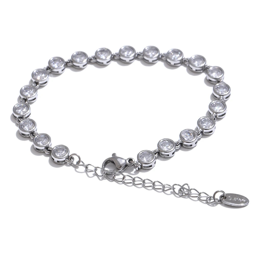 Zirkonia Schmuckset aus Edelstahl – Kette & Armband, Platinarmband / Minikauf.ch