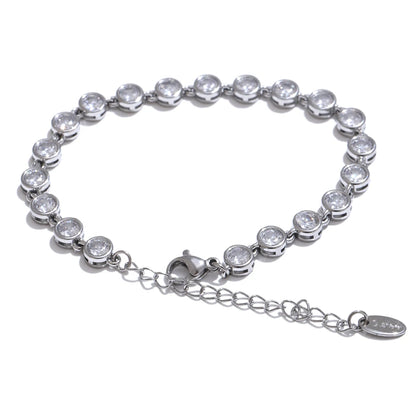 Zirkonia Schmuckset aus Edelstahl – Kette & Armband, Platinarmband / Minikauf.ch