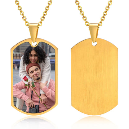 Personalisierte Foto Halskette mit Bild Anhänger, Gold rechteckig / Minikauf.ch