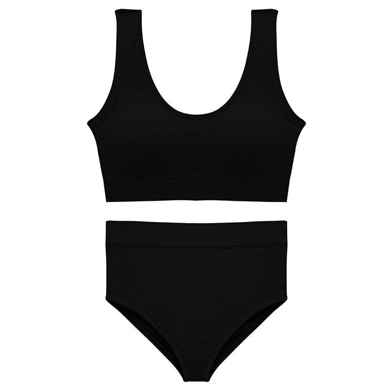 Push Up Sport Unterwäsche Set Frauen, schwarz / Minikauf.ch