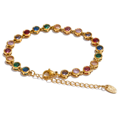 Zirkonia Schmuckset aus Edelstahl – Kette & Armband, Buntes Armband / Minikauf.ch