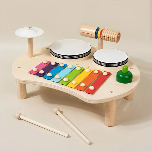 Holz Baby Musiktisch Montessori Lernspielzeug für Kinder, Trommeln, Xylophon & Klangspiele / Minikauf.ch