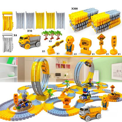 Elektrische flexible Montessori-Rennbahn mit Looping, 323 Stück Set / Minikauf.ch