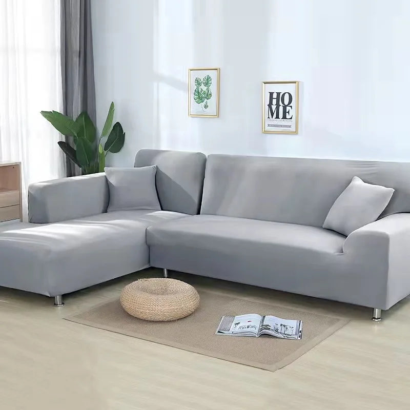 Stretch Sofabezug, einfarbig hellgrau / Minikauf.ch