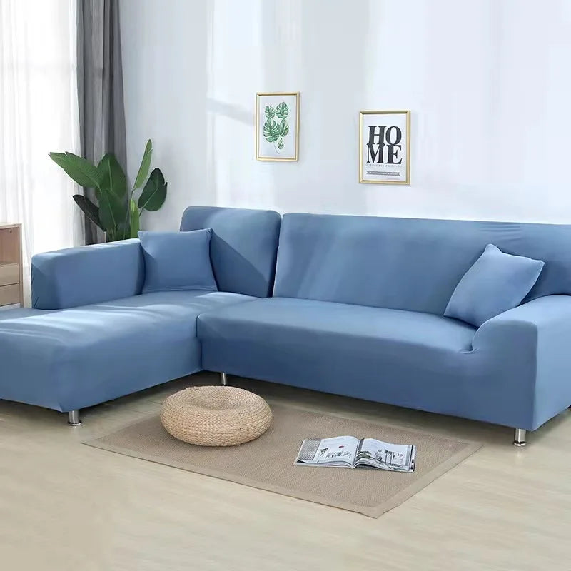 Stretch Sofabezug, einfarbig hellblau / Minikauf.ch